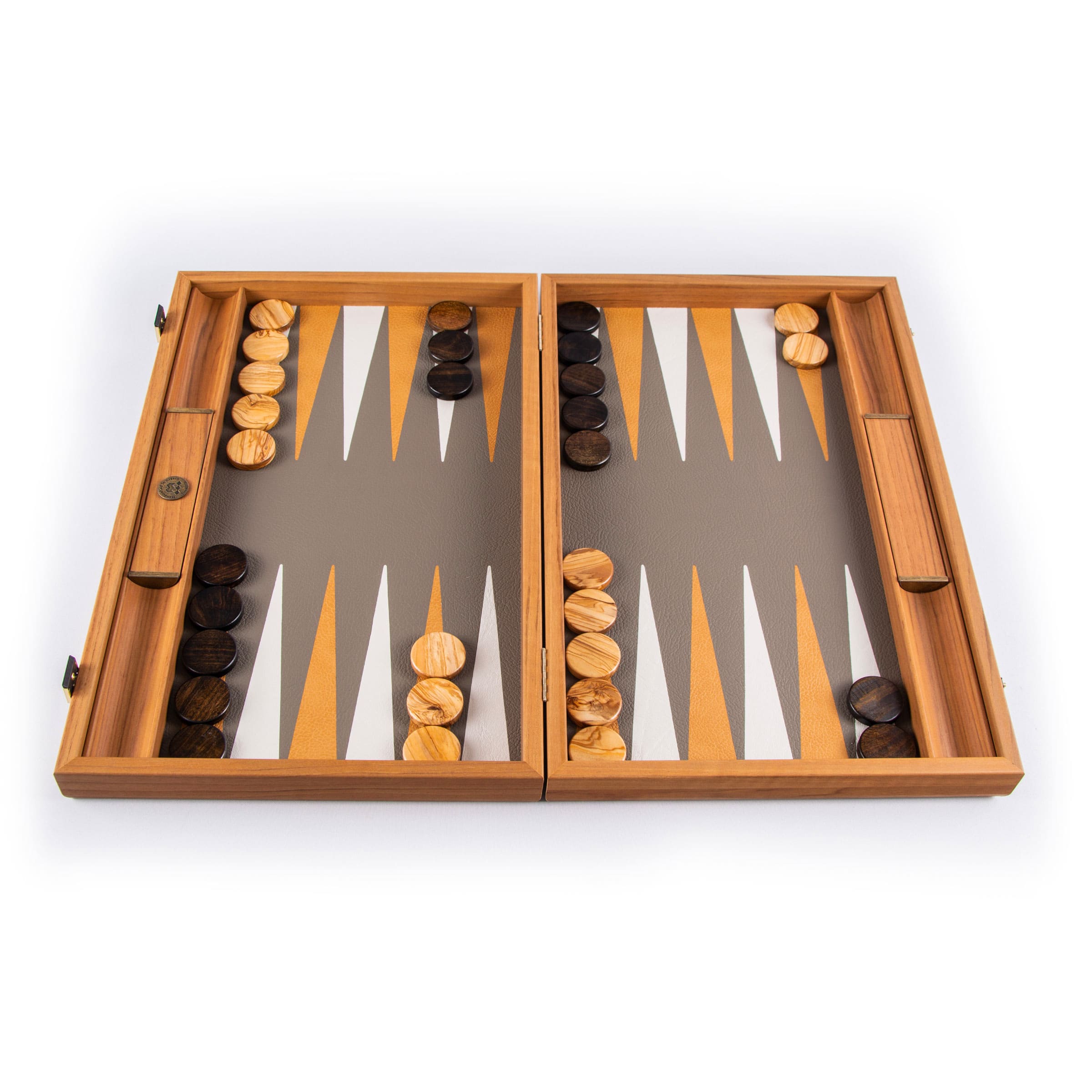 The Manopoulos Grey and Beige Ostrich Backgammon Set