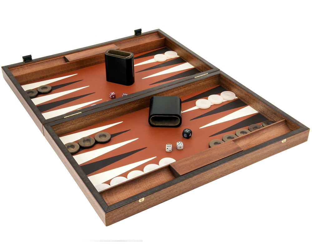 Manopoulos Luxury Sienna and Mahogany Backgammon Set