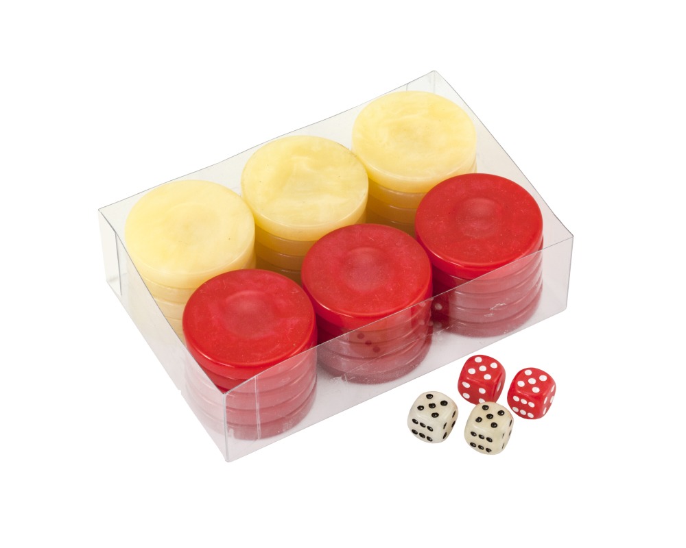 Backgammon Stones Red & Ivory 36mm