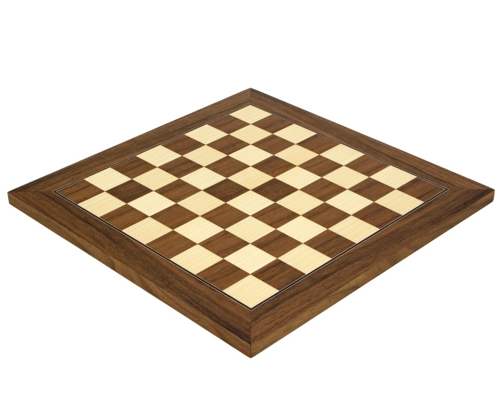13.75 Inch Walnut and Maple Deluxe Chess Board