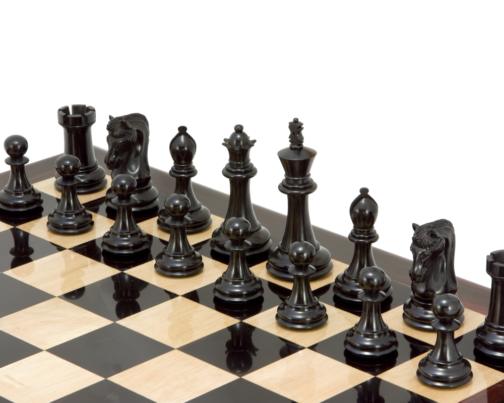 Canterbury Knight Series Luxury Ebony Chess Pieces 4.5 Inches