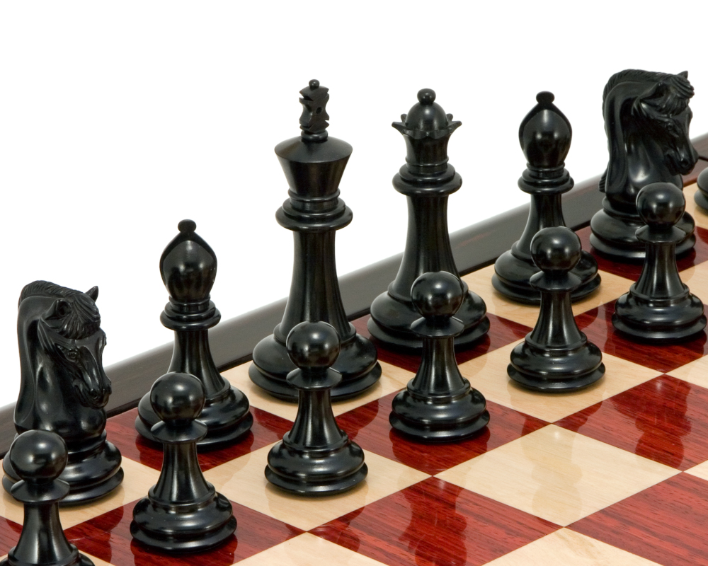 Canterbury Knight Series Luxury Ebony Chess Pieces 4.5 Inches