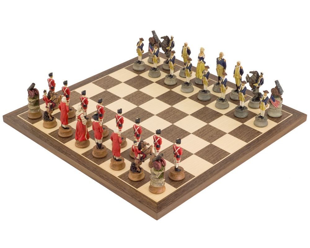 The American Revolution hand painted themed Chess set by Italfama