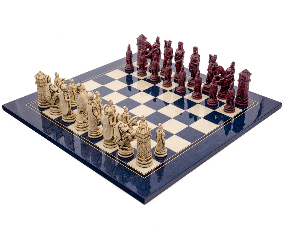 The Berkeley Chess Roman Blue Cardinal Chess Set
