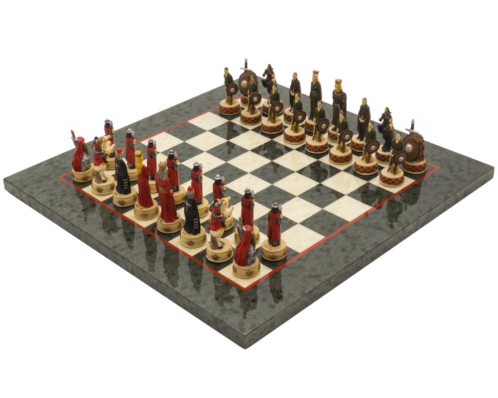 The England vs Scotland Hand Painted Themed Luxury Olive Chess Set By Italfama