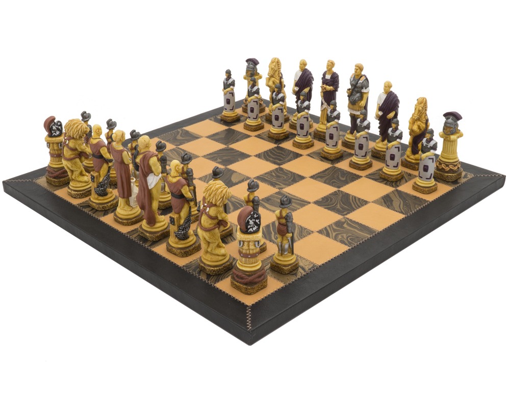 The Spartacus Italian Leather Luxury Chess Set